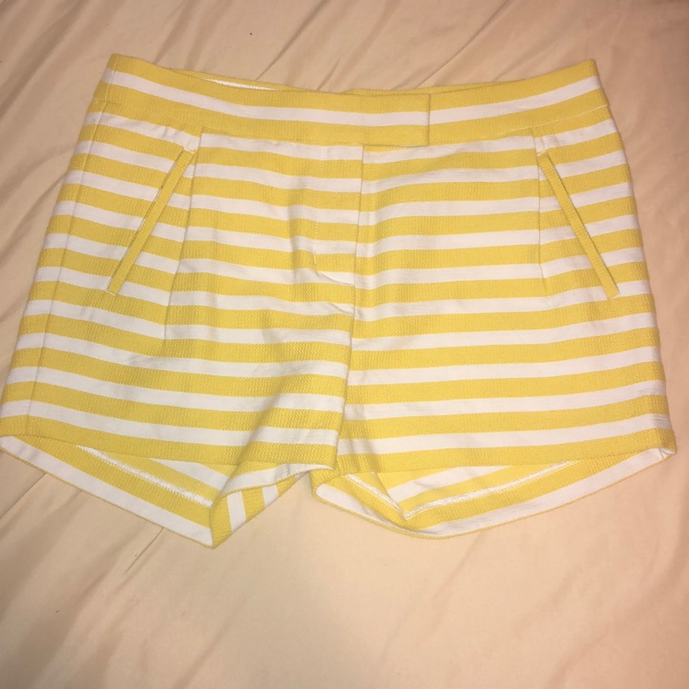 White/Yellow Stripe J. Crew Shorts